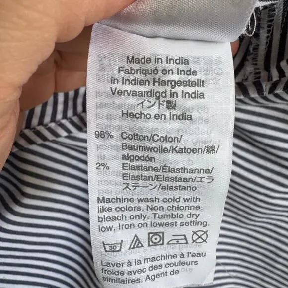 J.Crew Women Button Down Shirt Size 18 Navy White Stripe Jeweled Buttons Cotton - Picture 7 of 14